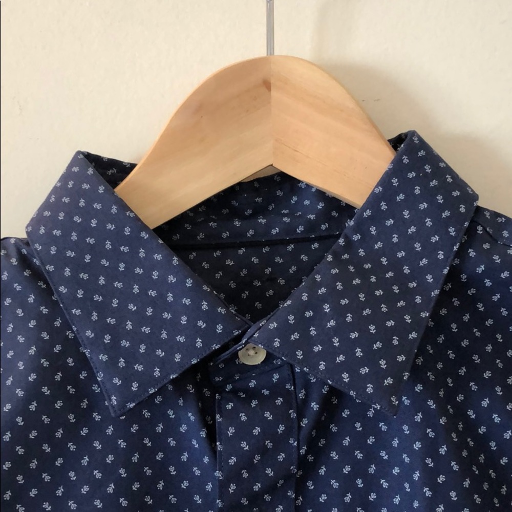 Banana Republic Blue Micro-Floral Print Shirt